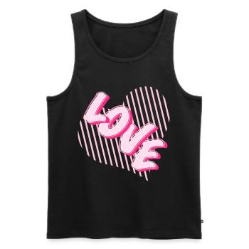 Love Neon Pink Heart Font - Men's Premium Organic Tank Top - black - Front - Michal (187cm)