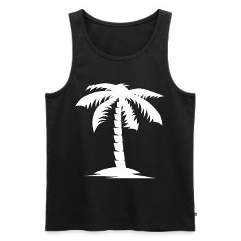 palm tree nature holiday holidays icon Logo - Men's Premium Organic Tank Top - black - Front - Michal (187cm)