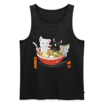 kawaii cats eating ramen japanese - Men's Premium Organic Tank Top - black - Front - Michal (187cm)