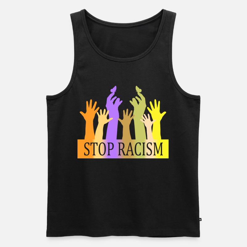 Stop Rassismus - Männer Premium Bio Tank Top - Schwarz