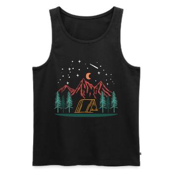 Camping Mountains Night Tent Nature Outdoor Adventure - Men's Premium Organic Tank Top - black - Front - AI Model Male 178 light (178cm)