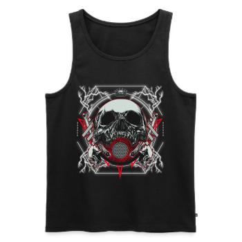 Skull Artwork with Lightning - Men's Premium Organic Tank Top - black - Front - AI Model Male 178 light (178cm)