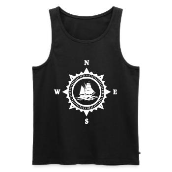 The white boat and the compass - Men's Premium Organic Tank Top - black - Front - Michal (187cm)