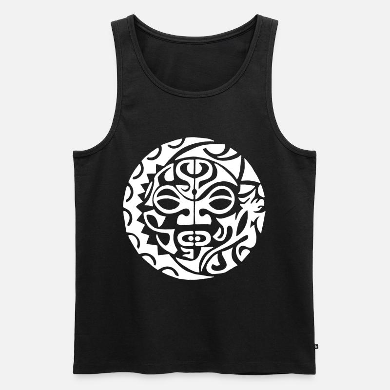 Polynesische Todeskopf weiß - Männer Premium Bio Tank Top - Schwarz