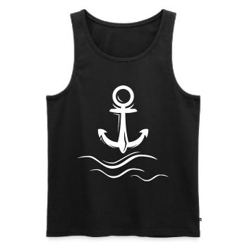 waves anchor wave wave waves anchor logo icon - Men's Premium Organic Tank Top - black - Front - AI Model Male 178 light (178cm)
