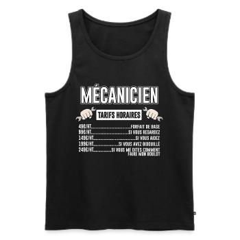 Mécanicien Tarifs Horaires - Débardeur bio Premium Homme - noir - Devant - AI Model Male 178 light (178cm)