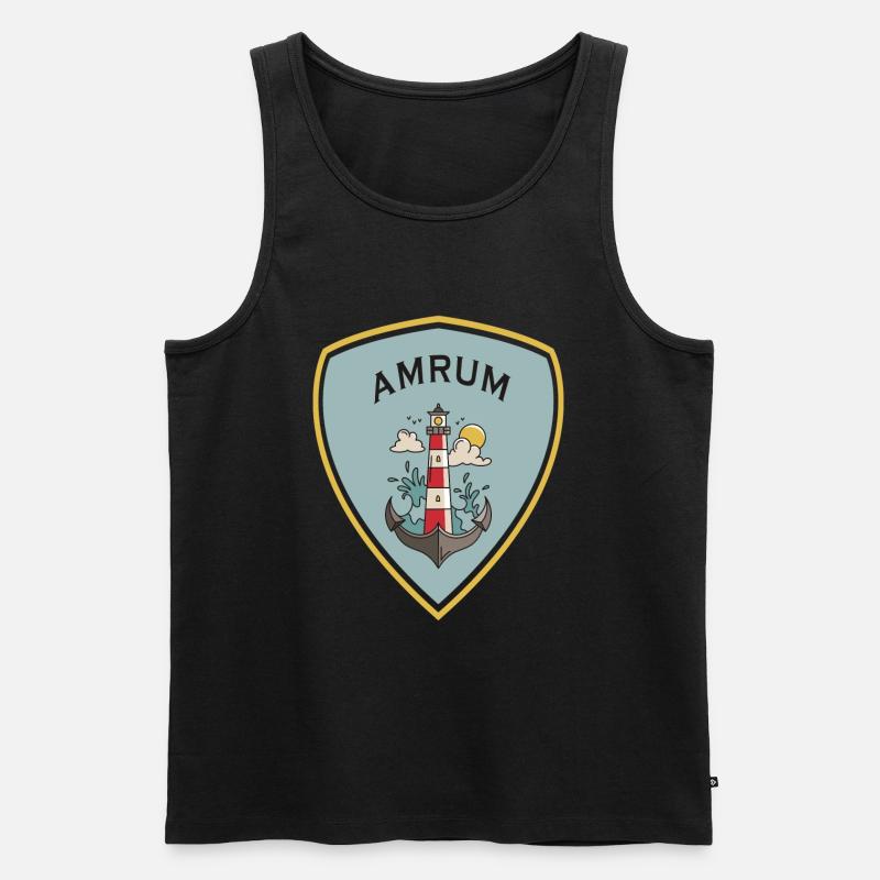 Amrum Leuchtturm Wappen - Männer Premium Bio Tank Top - Schwarz