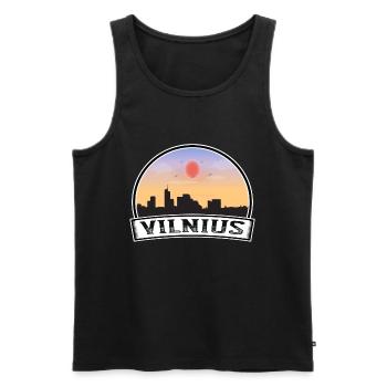 Vilnius Lithuania Skyline Vintage Sunset Travel So - Men's Premium Organic Tank Top - black - Front - Michal (187cm)