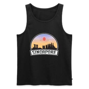 Singapour Singapour Skyline Vintage Sunset Voyage - Débardeur bio Premium Homme - noir - Devant - AI Model Male 178 light (178cm)