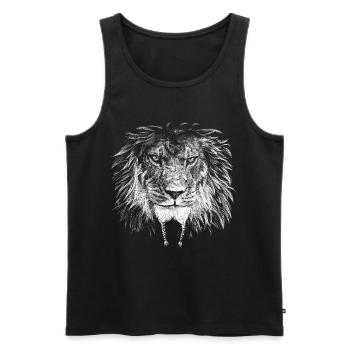 Lion Biker - Men's Premium Organic Tank Top - black - Front - Michal (187cm)
