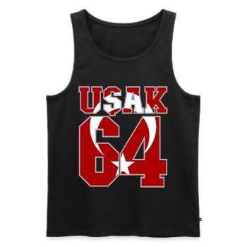 Usak 64 Drapeau de la Turquie - Débardeur bio Premium Homme - noir - Devant - AI Model Male 178 light (178cm)
