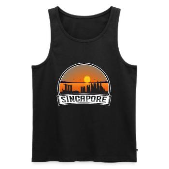 Singapour Singapour Skyline Vintage Sunset Voyage - Débardeur bio Premium Homme - noir - Devant - AI Model Male 178 light (178cm)