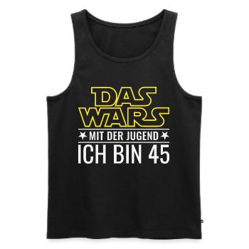 45. Geburtstag Das wars mit der Jugend Ich bin 45 - Männer Premium Bio Tank Top - Schwarz - Vorne - Michal (187cm)