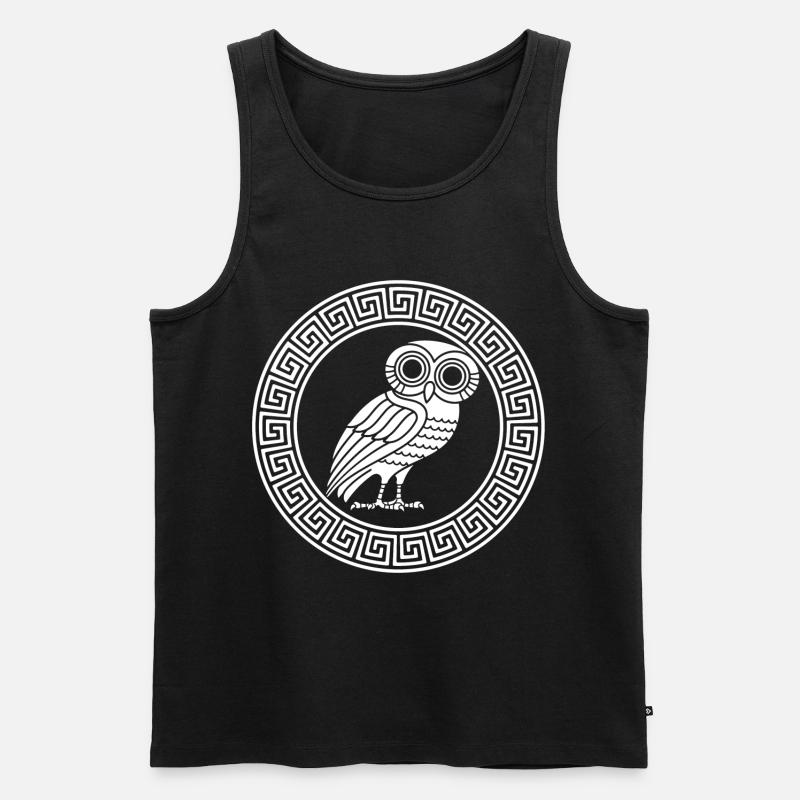 Griechisches Symbol der weißen Eule - Männer Premium Bio Tank Top - Schwarz