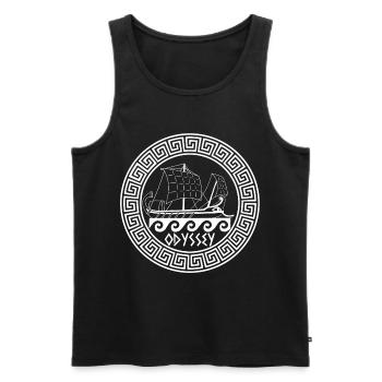 Symbol eines weißen griechischen Bootes - Männer Premium Bio Tank Top - Schwarz - Vorne - AI Model Male 178 light (178cm)