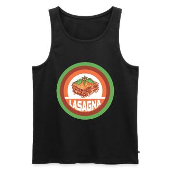 Lasagne design vintage - Débardeur bio Premium Homme - noir - Devant - AI Model Male 178 light (178cm)