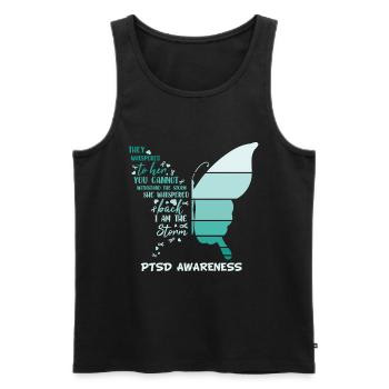 I Am The Storm Ptsd Awareness Butterfly - Men's Premium Organic Tank Top - black - Front - AI Model Male 178 light (178cm)