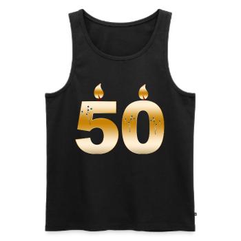 Golden50 Bougies d’anniversaire Design - Débardeur bio Premium Homme - noir - Devant - AI Model Male 178 light (178cm)