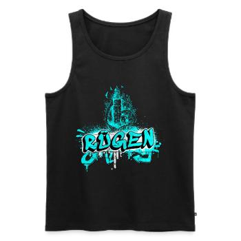 Rügen Graffiti Lighthouse Design - Men's Premium Organic Tank Top - black - Front - AI Model Male 178 light (178cm)