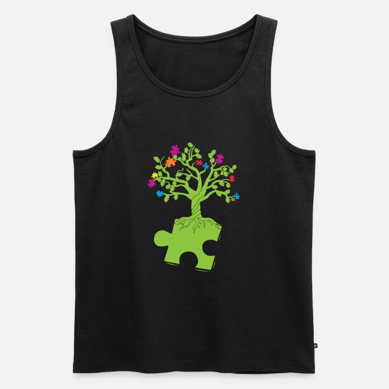 Autismus Awareness Puzzle Baum - Männer Premium Bio Tank Top - Schwarz