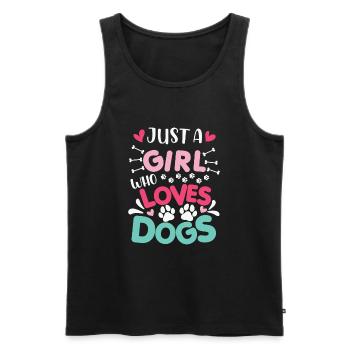 Juste une fille qui aime chien drôle amoureux des chiens - Débardeur bio Premium Homme - noir - Devant - Michal (187cm)