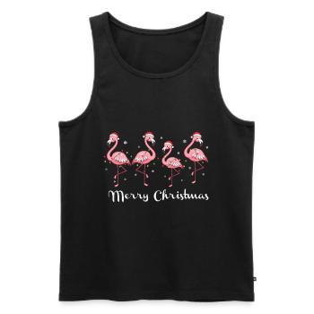 Pink Flamingo Merry Christmas - Men's Premium Organic Tank Top - black - Front - Michal (187cm)