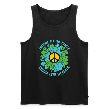 Stellen Sie sich vor, Sie leben das Leben in Frieden Hippie-Song - Männer Premium Bio Tank Top - Schwarz - Vorne - AI Model Male 178 light (178cm)