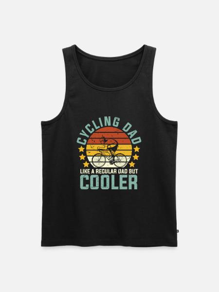 Tata na rowerze jak zwykły tata, ale fajniej - Ekologiczny tank top męski Premium - czarny