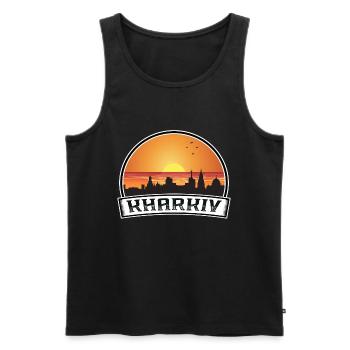 Charkiw Ukraine Skyline Vintage Sonnenuntergang Travel Souv - Männer Premium Bio Tank Top - Schwarz - Vorne - Michal (187cm)