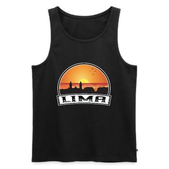 Lima Peru Skyline Vintage Sonnenuntergang Reise Souvenir - Männer Premium Bio Tank Top - Schwarz - Vorne - AI Model Male 178 light (178cm)