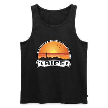 Taipei Taiwan Skyline Vintage Sunset Travel Souven - Men's Premium Organic Tank Top - black - Front - AI Model Male 178 light (178cm)