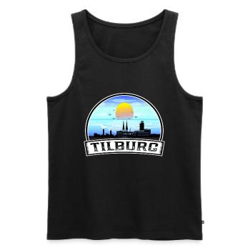 Tilburg Pays-Bas Skyline Vintage Sunset Travel - Débardeur bio Premium Homme - noir - Devant - Michal (187cm)