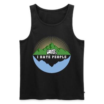 I hate people - Camping Nature Solitude - Men's Premium Organic Tank Top - black - Front - AI Model Male 178 light (178cm)