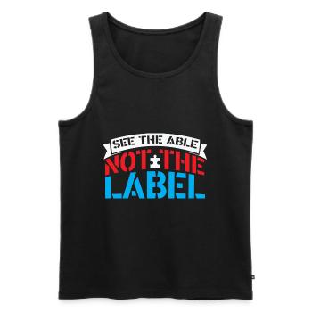Autisme Voir le Capable Pas Le Lable - Débardeur bio Premium Homme - noir - Devant - AI Model Male 178 light (178cm)