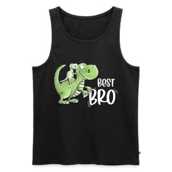 Frères et sœurs Dinosaures I Meilleur frère - Débardeur bio Premium Homme - noir - Devant - AI Model Male 178 light (178cm)