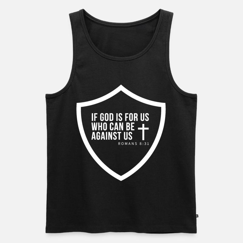 Glaubensschild Romans 8:31 - Männer Premium Bio Tank Top - Schwarz