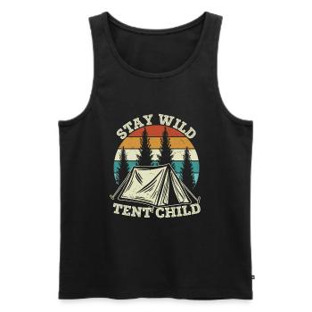 Stay Wild Zelt Kinder Camping Outdoor - Männer Premium Bio Tank Top - Schwarz - Vorne - AI Model Male 178 light (178cm)