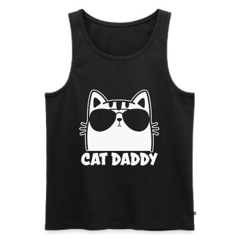 Herren Vintage Katze Papa Katze Papa Väter - Männer Premium Bio Tank Top - Schwarz - Vorne - Michal (187cm)