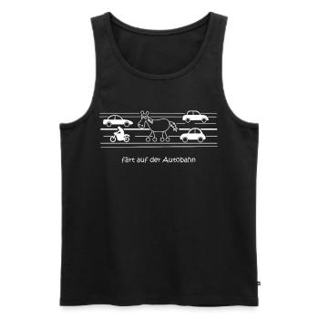 on highway, traffic, road, car, wheels - Men's Premium Organic Tank Top - black - Front - Michal (187cm)