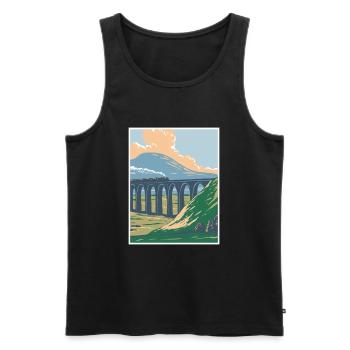 Yorkshire Dales National Park WPA Poster Art Deco - Men's Premium Organic Tank Top - black - Front - AI Model Male 178 light (178cm)