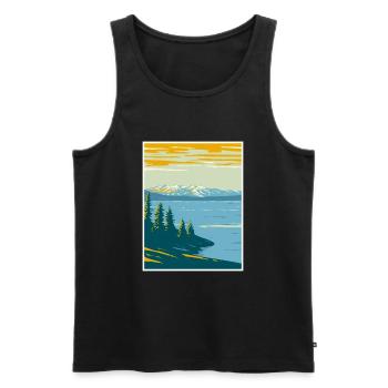 Yellowstone Lake in Yellowstone WPA Poster Art Dez - Männer Premium Bio Tank Top - Schwarz - Vorne - AI Model Male 178 light (178cm)