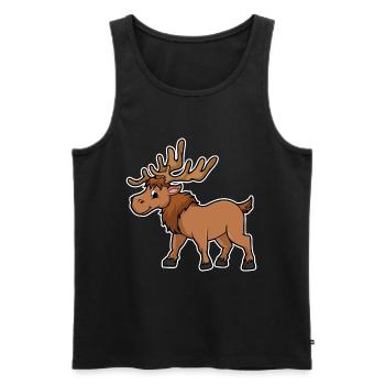 Elk Cartoon Illustration Kawaii pour les enfants - Débardeur bio Premium Homme - noir - Devant - AI Model Male 178 light (178cm)