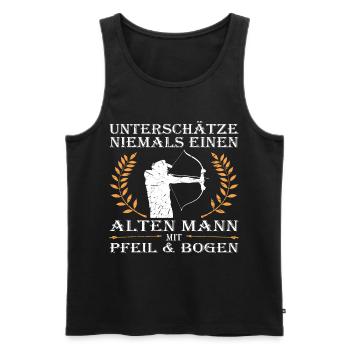 Bogenschießen, Bogensport, Bogenschütze, Archery - Männer Premium Bio Tank Top - Schwarz - Vorne - Michal (187cm)