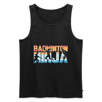 Badminton Ninja Joueur de badminton - Débardeur bio Premium Homme - noir - Devant - AI Model Male 178 light (178cm)