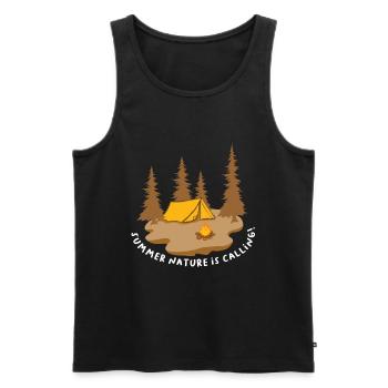 Camping Abenteuer Wandern Zitat Sommer Natur ist ca - Männer Premium Bio Tank Top - Schwarz - Vorne - Michal (187cm)