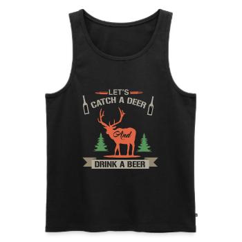 Lustiges Jagdzitat lässt ein Reh fangen - Männer Premium Bio Tank Top - Schwarz - Vorne - Michal (187cm)