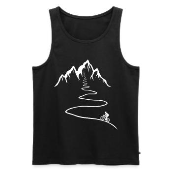 Vélo de route, Vélo, Montagne, Cycliste sur route, Route, Sentier - Débardeur bio Premium Homme - noir - Devant - Michal (187cm)