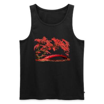 Japanischer Ahorn und Brücke Naturmotiv - Männer Premium Bio Tank Top - Schwarz - Vorne - AI Model Male 178 light (178cm)