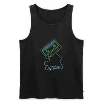 Eighties Cassette Tape 80s Retro - Men's Premium Organic Tank Top - black - Front - AI Model Male 178 light (178cm)