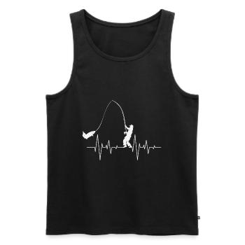 Citation de pêche Pêche Heartbeat Fisherman - Débardeur bio Premium Homme - noir - Devant - Michal (187cm)